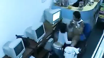 Unleash Your Fantasies! Couple's Public Sex in Internet Cafe with Workers Watching