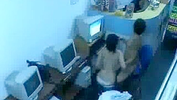 Unleash Your Fantasies! Couple's Public Sex in Internet Cafe with Workers Watching