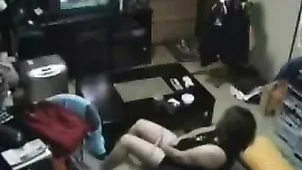 Hidden camera caught mature mom masturbating to video of man jerking off