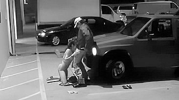 Parking Garage Sex on Security Camera With a Cheating Wife, Blowjob on Surveillance Cam