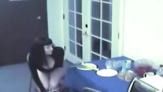 Young Secretary Take a Break from Work to Prepare a Delicious Meal for her Pussy
