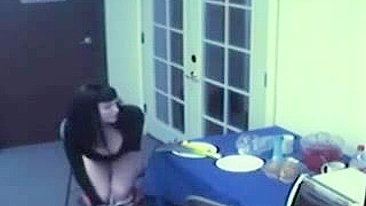 Young Secretary Take a Break from Work to Prepare a Delicious Meal for her Pussy