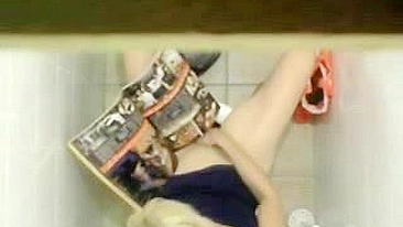 Sexy Young Student Caught in Public bathroom masturbating to porn magazine