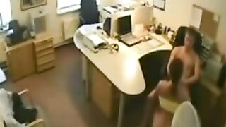 Steamy College Romp in the Workplace Caught on Camera!