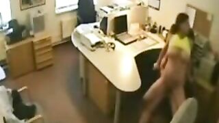 Steamy College Romp in the Workplace Caught on Camera!