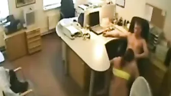 Steamy College Romp in the Workplace Caught on Camera!