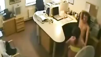 Steamy College Romp in the Workplace Caught on Camera!