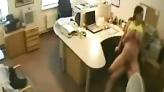 Steamy College Romp in the Workplace Caught on Camera!