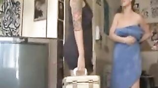 Spanking Video of Tattooed Woman and Teen girl, spanking