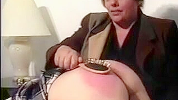 Spanking Teen's Red Buttocks in Painful Punishment