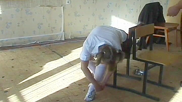 Russian Schoolgirl Gets Punished with a Big Spanking