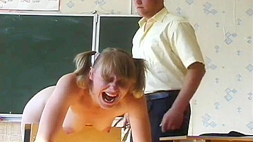 Russian Schoolgirl Gets Punished with a Big Spanking