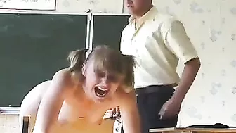 Spanking Teen in Russian Academy - Ass Spanking of Naughty Teens in Russian Academy