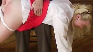 XXX video - Old Man Spanks Tense Teen's Panties Down, intense