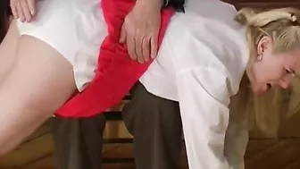 XXX video - Old Man Spanks Tense Teen's Panties Down, intense