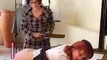 Punishing the Naughty - Caning and Spanking of Teen Schoolgirls by Strict Teacher
