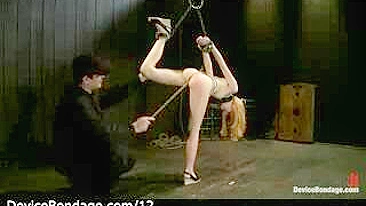 BDSM Bondage Video - Suspended Babe Whipped and Vibrated by Master, Device Used for Bound Submission
