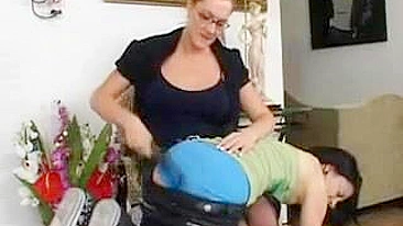Spanking Mom Punishes Naughty Teen with Red Ass