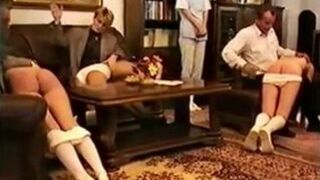 Naughty Schoolgirls Get a Hard Spanking from the Principal - Red Ass Pain