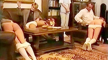 Naughty Schoolgirls Get a Hard Spanking from the Principal - Red Ass Pain