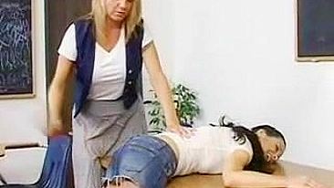 Spanked by Teacher - A Painful Lesson for Naughty Schoolgirl