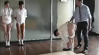 Spanking and Caning Punishment for Three Naughty Teenage Girls in Red Lingerie