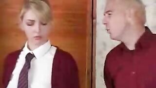 Uniform Blonde Girl Gets Spanked