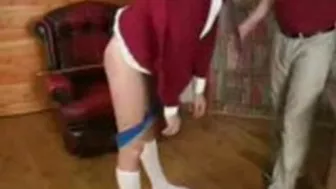 Uniform Blonde Girl Gets Spanked