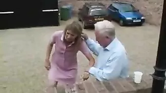 Teen Punishment - Spanking and Caning for Car Crime in Red Dress