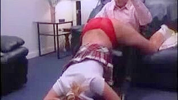 Naughty Schoolgirl Gets Spanked by Strict Old Teacher