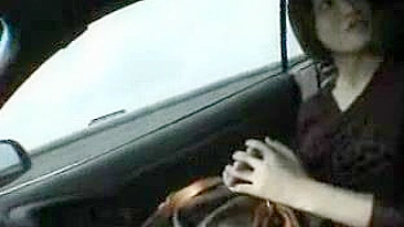 Pregnant Asian Woman Pleasures Herself in a Moving Car