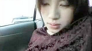 Pregnant Asian Woman Pleasures Herself in a Moving Car