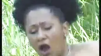 Pregnant African Woman Fucked By Skinny White Elderly Man By The River
