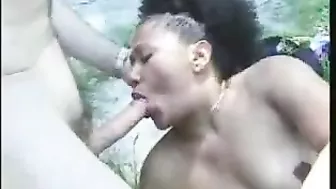 Pregnant African Woman Fucked By Skinny White Elderly Man By The River