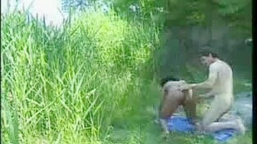 Pregnant African Woman Fucked By Skinny White Elderly Man By The River