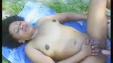 Pregnant African Woman Fucked By Skinny White Elderly Man By The River