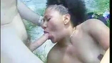 Pregnant African Woman Fucked By Skinny White Elderly Man By The River
