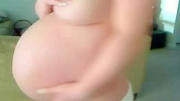 Pregnant Woman Flaunting Her Lactating Breasts