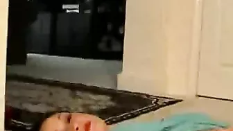 Expectant Mom Enjoying Playtime With Her Kitty, An Unusual Sight!