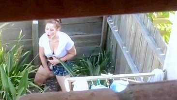 Caught my mom masturbate in the backyard she just needed release tension