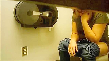 Curvy Coworker Public Masturbation in Company Toilet Caught on Camera