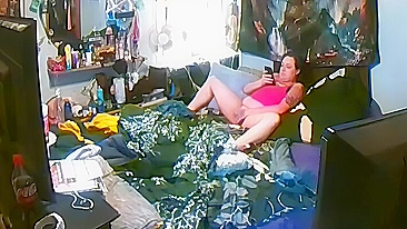 Mom gets caught on spy cam masturbating in the bed, relaxation before a long day