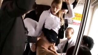 Japanese Passengers Grope Hot Milf on Train