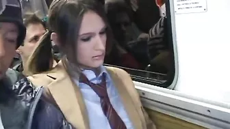 Brunette Schoolgirl Gets Blowjob by Japanese Guy