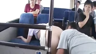 Japanese Public Blowjob - Shameless Young Girl fucks old man on bus