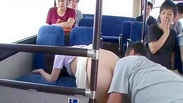 Japanese Public Blowjob - Shameless Young Girl fucks old man on bus