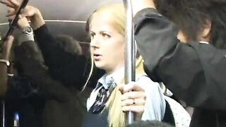 Japanese Blowjob on Blonde Schoolgirl during Bus Ride