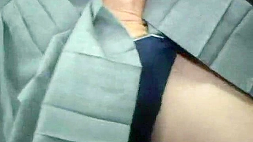 Japanese Blowjob on Blonde Schoolgirl during Bus Ride