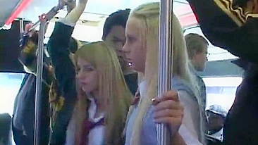 Groping on a Bus - Lexie Belle and Carla Cox Get Handsy with a Japanese Guy