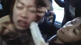 Public Milf Used by Schoolgirls on the Bus